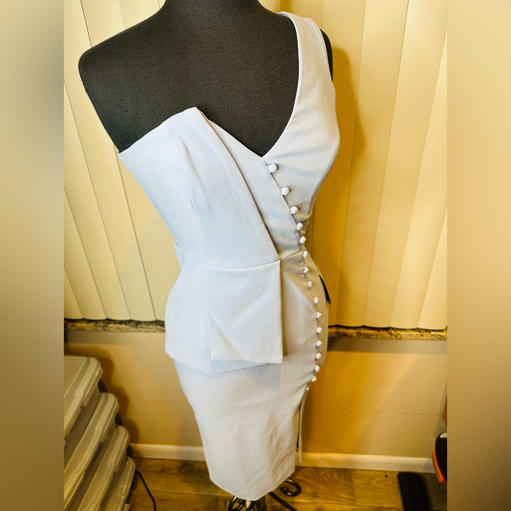 Lavish Alice Origami One-Shoulder Midi Cocktail Dress in cornflower blue Size 2 - Picture 3 of 7